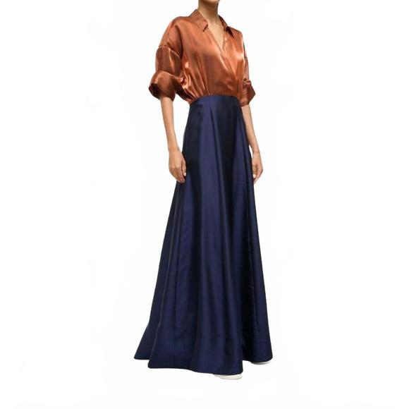 NEW STAUD shubert dress in iridescent cacao/midnight - Picture 2 of 5